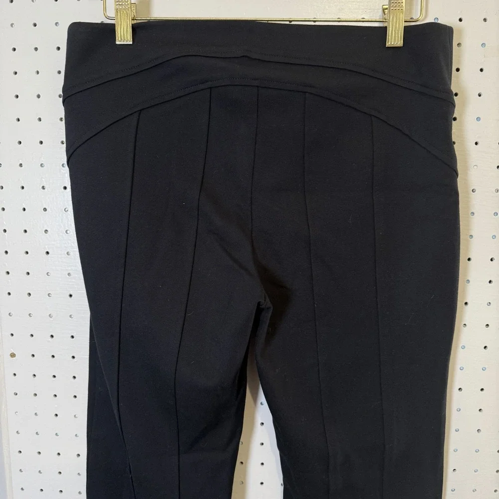 Free People Seamed Knit Wide Leg Flare‎ Pants Women's Size 6 Black Front Zip Fly